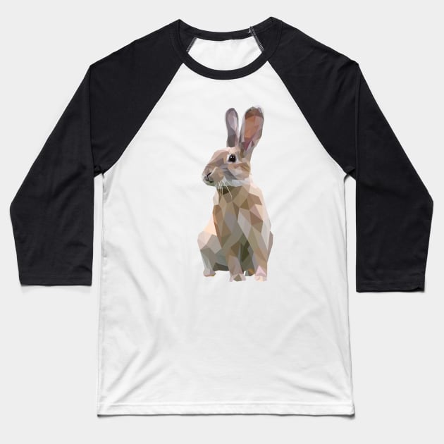 Brown Bunny. Rabbit. Geometric. Lowpoly. Illustration. Digial Art. Baseball T-Shirt by Houseofyhodie